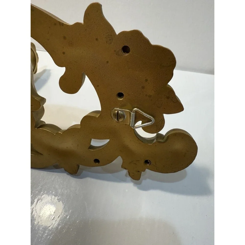 Vintage 1971 Homco Ornate Floral Scroll Wall Sconces Candle Holders Hollywood